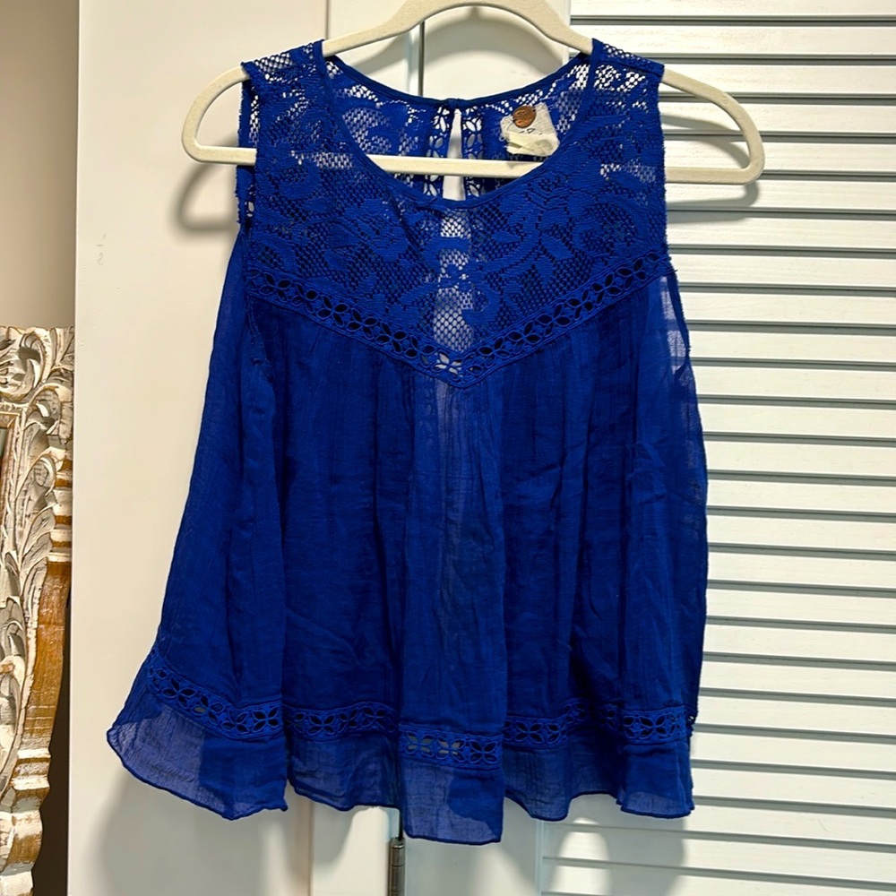 Royal blue FP one sleeveless top with open back